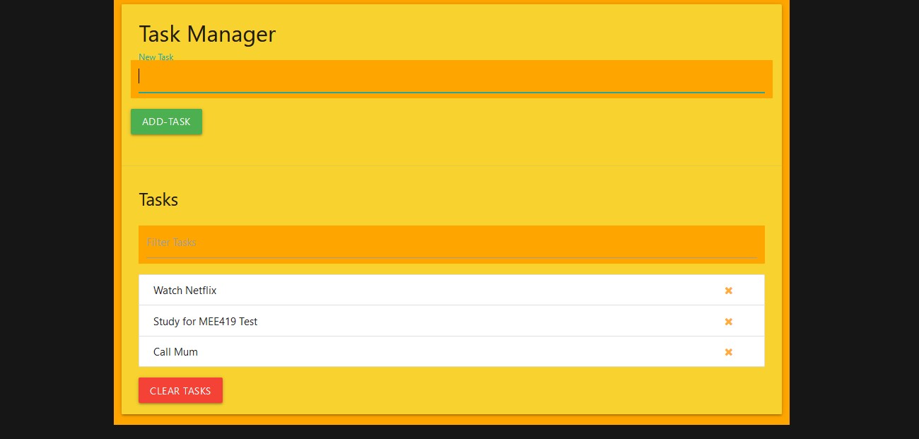 Screenshot of Task manager app